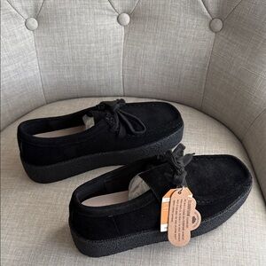 Project cloud womens Black Suede Lace-Up Casual Shoes
